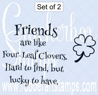 Crackerbox Stamps - Friends Saying and 4 Leaf Clover