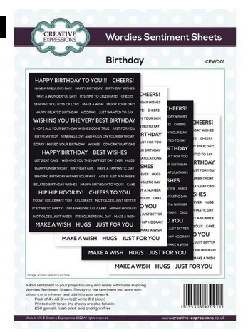 Creative Expressions - Sentiment Sheets - Birthday