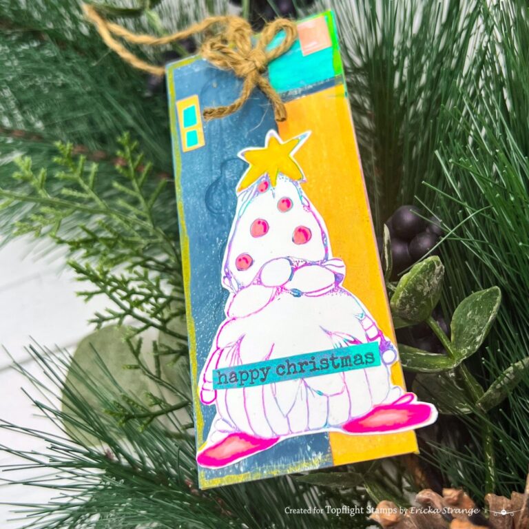 Holiday Gnome Tag with Gel Press Scraps